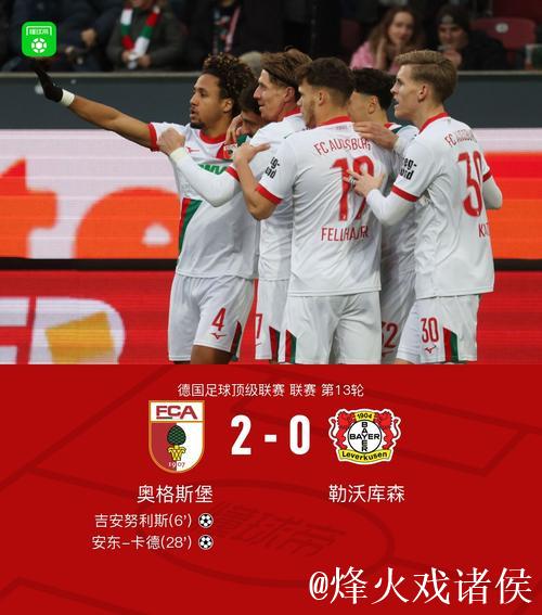 半场战报：吉安努利斯表现抢眼，奥格斯堡2-0领先勒沃库森